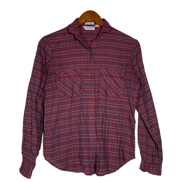 Vintage 70s Levi's Plaid Button Up Shirt Levi Strauss & Co Embroidered Women's 8 - Picture 1 of 13